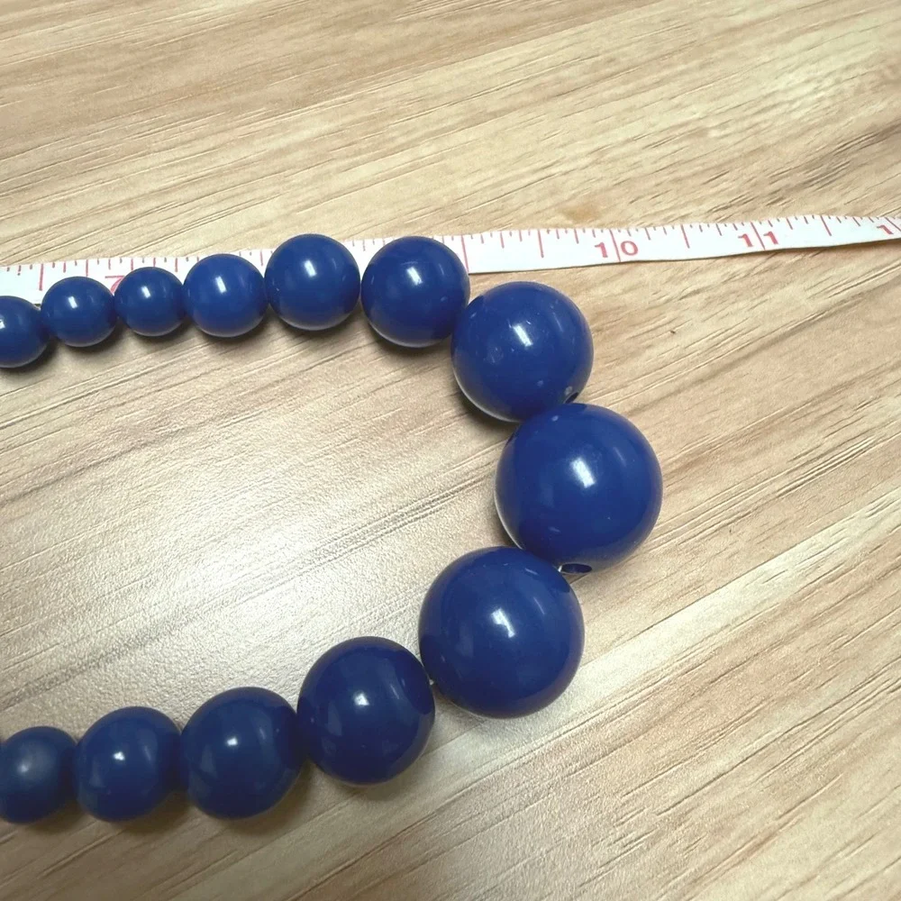 Vintage Style Royal Blue Chunky Graduated Bead Statement Necklace Adjustable